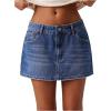 image:imageMakeMeChic Womens Denim Skirt Low Waist Y2k Jean Mini Skirts with PocketsLight Wash