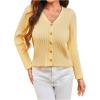 image:imageMakeMeChic Womens Elegant Cozy Cardigan Sweater Long Sleeve Button Down Knitted Pullover Sweater Fall ClothesYellow
