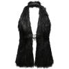 image:imageMakeMeChic Womens Faux Fur Halter Tops Open Back Sleeveless Going Out Tank ClubwearBlack