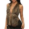 image:imageMakeMeChic Womens Faux Fur Halter Tops Open Back Sleeveless Going Out Tank ClubwearMulticolor