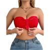 image:imageMakeMeChic Womens Floral Lace Bralette Strapless Bras Lingerie Front Closure Wireless Bra Underwear Tube TopRed