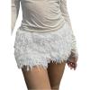 image:imageMakeMeChic Womens Fuzzy Micro Shorts Contrast Skinny Fitted Party Club Y2K Mini ShortsWhite