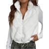 image:imageMakeMeChic Womens Fuzzy Zip Up Vest Crop High Neck Sleeveless Jacket OuterwearWhite