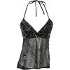 image:imageMakeMeChic Womens Glitter Sequin Mesh Sheer Halter Top Summer Tie Backless Y2K Party Crop TopsBlack