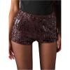 image:imageMakeMeChic Womens Glitter Sequin Micro Shorts Low Rise Straight Leg Party Y2K Mini ShortsBrown
