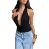 image:imageMakeMeChic Womens Going Out Halter Tops Backless Y2k Cowl Neck Tops Rave OutfitsBlack
