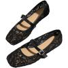 image:imageMakeMeChic Womens Lace Mesh Ballet Flats Shoes Square Closed Toe Shoes Breathable Summer FlatsBlack