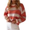 image:imageMakeMeChic Womens Long Sleeve Striped Sweater Crew Neck Y2K Fall Pullover Knit TopOrange