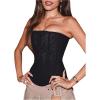 image:imageMakeMeChic Womens Mesh Strapless Bustier Corset Lace Up Back Overbust Tube TopsBlack