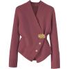 image:imageMakeMeChic Womens Metal Button Up Sweaters Cardigan Wrap V Neck Tie Back Long Sleeve Knit TopsBurgundy