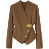 image:imageMakeMeChic Womens Metal Button Up Sweaters Cardigan Wrap V Neck Tie Back Long Sleeve Knit TopsCoffee Brown