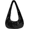image:imageMakeMeChic Womens Metallic Glitter Sequin Underarm Bag Party Evening Hobo HandbagsBlack