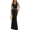 image:imageMakeMeChic Womens Party Skirt Sets Two Piece Set Going Out Halter Tops and Maxi SkirtBlack