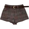 image:imageMakeMeChic Womens Plaid Dressy Shorts Business Houndstooth Mini Shorts with BeltBurgundy