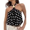 image:imageMakeMeChic Womens Polka Dots Halter Crop Tops Metal Open Back Sleeveless Going Out TopBlack