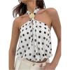 image:imageMakeMeChic Womens Polka Dots Halter Crop Tops Metal Open Back Sleeveless Going Out TopWhite
