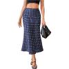 image:imageMakeMeChic Womens Polka Dots Midi Skirt Satin Silk Summer Flowy Pencil Long SkirtsBlue