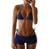 image:imageMakeMeChic Womens Polka Dots Triangle Bikini Sets Swim Shorts Y2K Leopard Striped Bathing Suit SwimsuitPolka Dots Blue