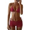 image:imageMakeMeChic Womens Polka Dots Triangle Bikini Sets Swim Shorts Y2K Leopard Striped Bathing Suit SwimsuitPolka Dots Red