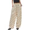 image:imageMakeMeChic Womens Polka Dots Wide Leg Pants Summer High Waisted Baggy Barrel PantsBlack and White