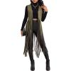 image:imageMakeMeChic Womens Rivet Suede Tassel Sleeveless Vest Jacket Open Front Cowboy Chic Fringe Vest OuterwearGreen