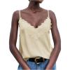 image:imageMakeMeChic Womens Satin Lace Tops Deep V Neck Spaghetti Strap Camisole Going Out TopsApricot