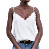 image:imageMakeMeChic Womens Satin Lace Tops Deep V Neck Spaghetti Strap Camisole Going Out TopsWhite