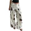 image:imageMakeMeChic Womens Satin Pants Drawstring Waist Straight Leg Chocolate Brown Silk Lounge PantsMulticolor Cow