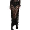 image:imageMakeMeChic Womens Sequin Midi Skirts Sheer Fringe Glitter Sparkly Party Club Cover Up Pencil SkirtsBlack
