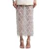 image:imageMakeMeChic Womens Sequin Midi Skirts Sheer Fringe Glitter Sparkly Party Club Cover Up Pencil SkirtsWhite
