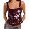 image:imageMakeMeChic Womens Sequin Sleeveless Tank Sparkly Square Neck Club Party TopsBurgundy
