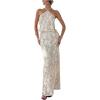 image:imageMakeMeChic Womens Sequin Sparkly Halter Crop Tops Tie Backless Fitted Tank ClubwearBeige