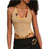 image:imageMakeMeChic Womens Sequin Sparkly Halter Tops Tie Backless Sleeveless Knit TankApricot