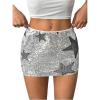 image:imageMakeMeChic Womens Sequin Sparkly Shorts Mini Micro Glitter Y2k Party Low Rise SkortSilver