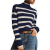 image:imageMakeMeChic Womens Striped Sweaters Mock Neck Long Sleeve Knitted Pullover Fall Winter SweaterBlue