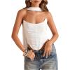 image:imageMakeMeChic Womens Summer Corset Tube Top Asymmetrical Body Shaper with ScarfWhite