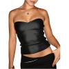 image:imageMakeMeChic Womens Summer Metallic Tube Top Strapless Bandeau Shirt Party Crop TopsBlack