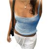 image:imageMakeMeChic Womens Summer Sparkly Tops Going Out Spaghetti Strap Crop Tank TopBlue