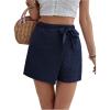 image:imageMakeMeChic Womens Summer Wrap Skirt Skorts High Waisted Wide Leg ShortsBlue a