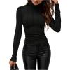 image:imageMakeMeChic Womens Turtleneck T Shirt Long Sleeve Slim Fit Basic Undershirt TopsBlack