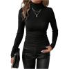 image:imageMakeMeChic Womens Turtleneck T Shirt Long Sleeve Slim Fit Basic Undershirt TopsBlack Solid