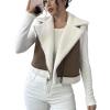 image:imageMakeMeChic Womens Western Cowgirl Jackets Lapel Loose Fleece Jacket Vest Sleeveless Cardigan CoatBrown