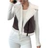 image:imageMakeMeChic Womens Western Cowgirl Jackets Lapel Loose Fleece Jacket Vest Sleeveless Cardigan CoatCoffee Brown