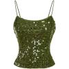 image:imageMakeMeChic Womens Y2K Sequin Top Cute Sparkly Glitter Top Party Club Spaghetti Strap Cami TopMint Green