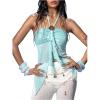 image:imageMakeMeChic Womens Y2k Halter Tops Backless Mesh Seashell Ruched Ruffle Summer Going Out TopBlue