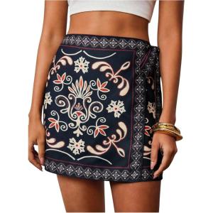 image:imageMAKEMECHIC Womens Summer Boho Wrap Mini Skirt Beach Vacation Short SkirtsBlack