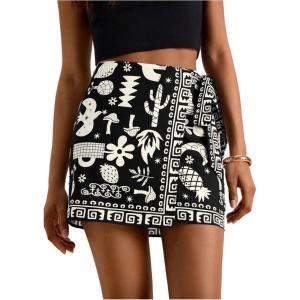 image:imageMAKEMECHIC Womens Summer Boho Wrap Mini Skirt Beach Vacation Short SkirtsBlue Tropical