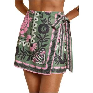 image:imageMAKEMECHIC Womens Summer Boho Wrap Mini Skirt Beach Vacation Short SkirtsGreen Floral