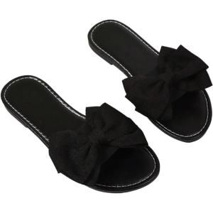 image:imageMakeMeChic Womens Bow Sandals Summer Beach Cute Flats Slides SlippersBlack
