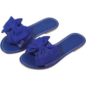 image:imageMakeMeChic Womens Bow Sandals Summer Beach Cute Flats Slides SlippersRoyal Blue